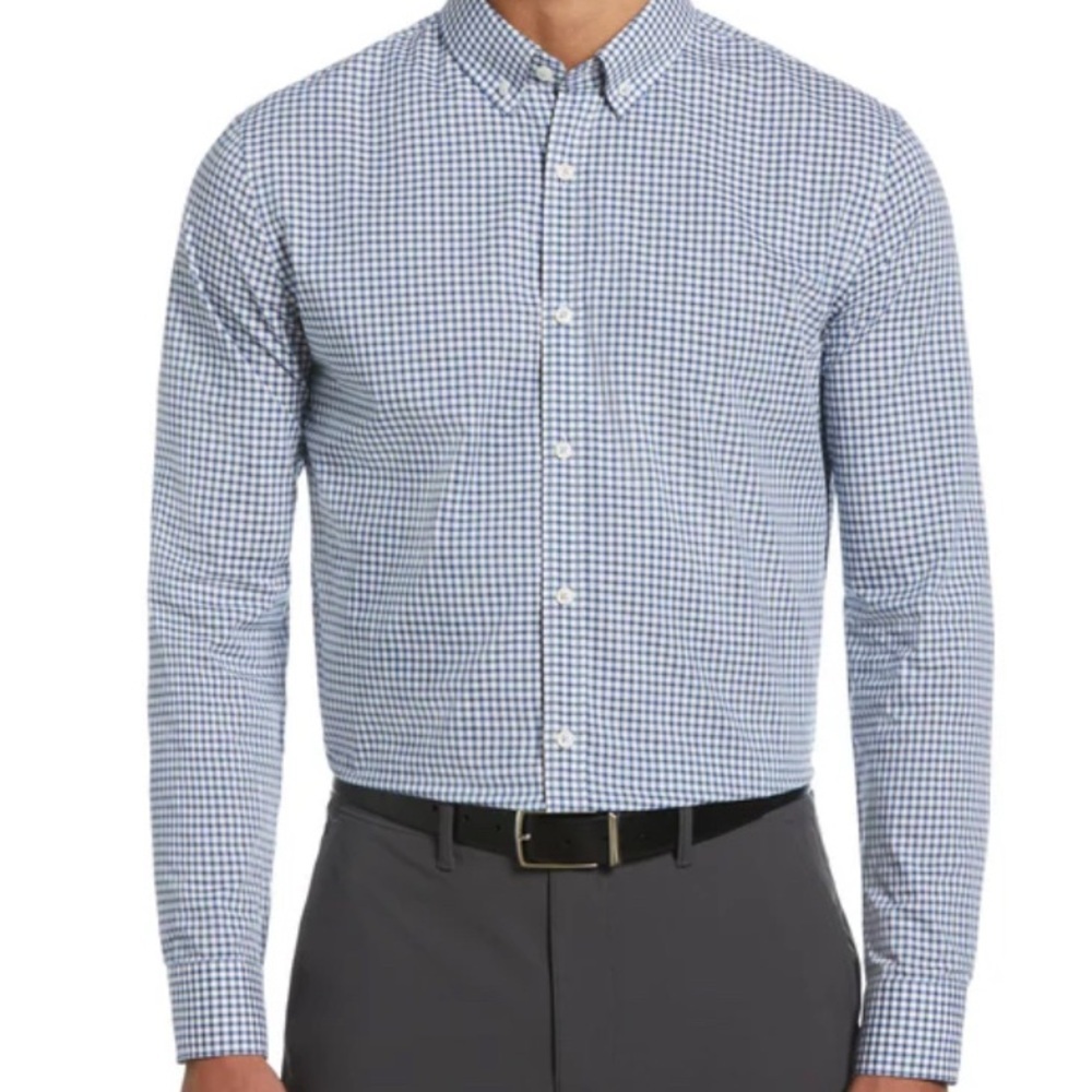 Navy Checkered Men's Casual Shirt